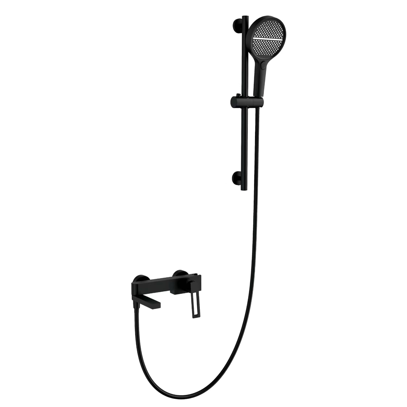Black Minimalist Round Handheld Shower Head mei hichte oanpassing