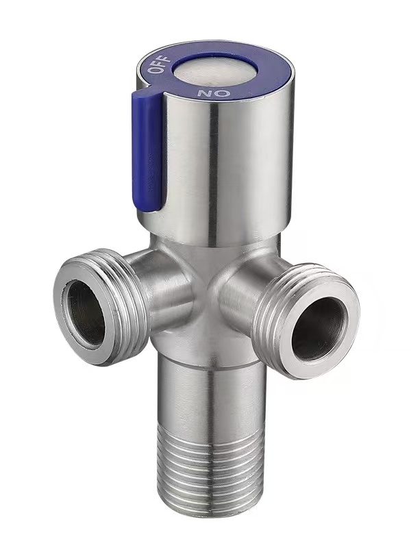 Blau Handle 90 ° Dual Outlet Three-Way Angle Valve