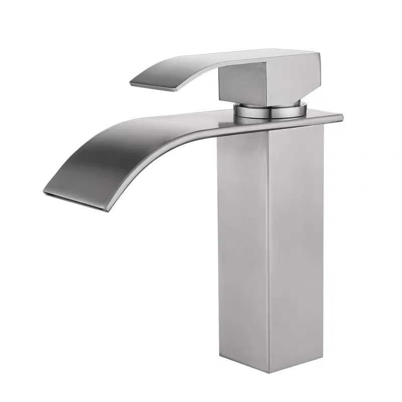 Brushed Square Waterfall-Styl wasktafel kraan