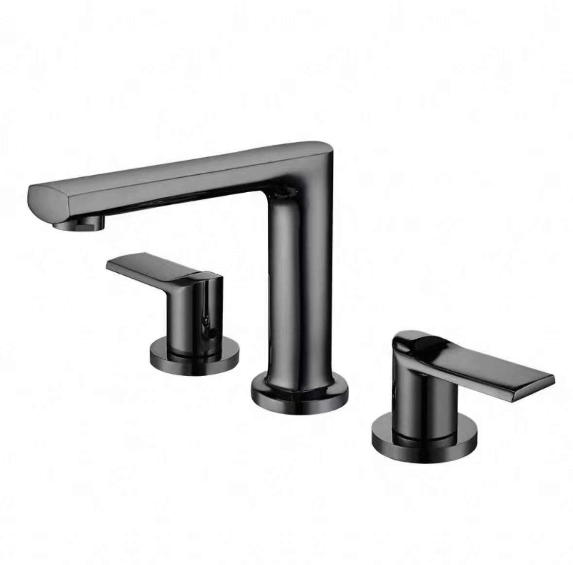 Glossy Black Mirror Three-Handle Kraan