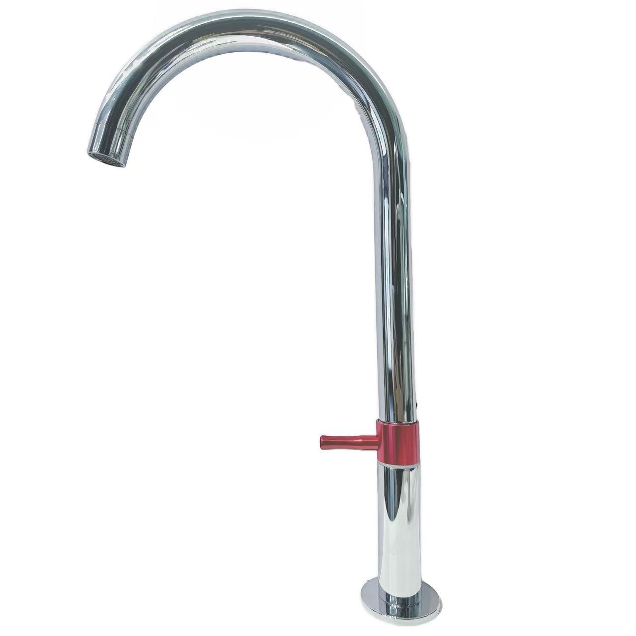 Glossy High-Arch Gooseneck Single Cold Kitchen Sink Kraan