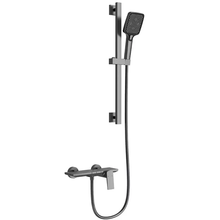 Gunmetal Grey Square Shower Set mei ferstelbere slide Bar