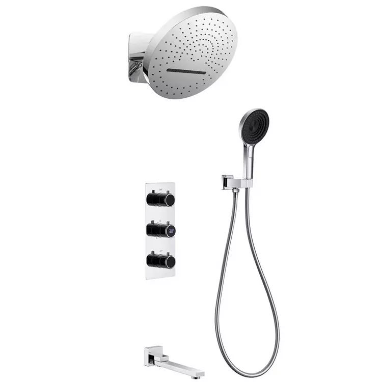 In-Wall Round Overhead Douche Mei Digital Display