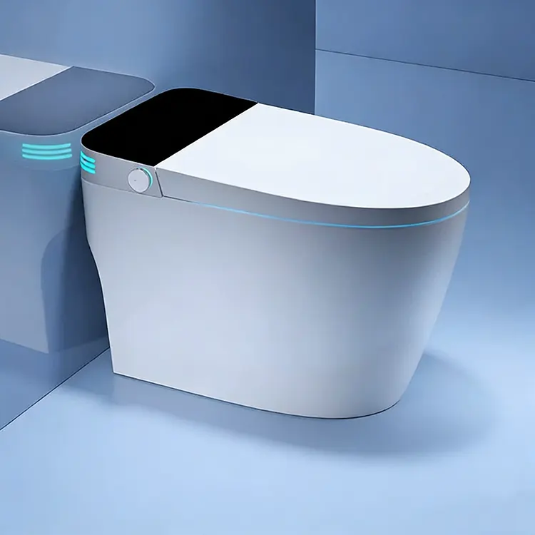 LED Digital Display Automatysk Lid Flip-Top Foam Shield Siphon Smart Toilet