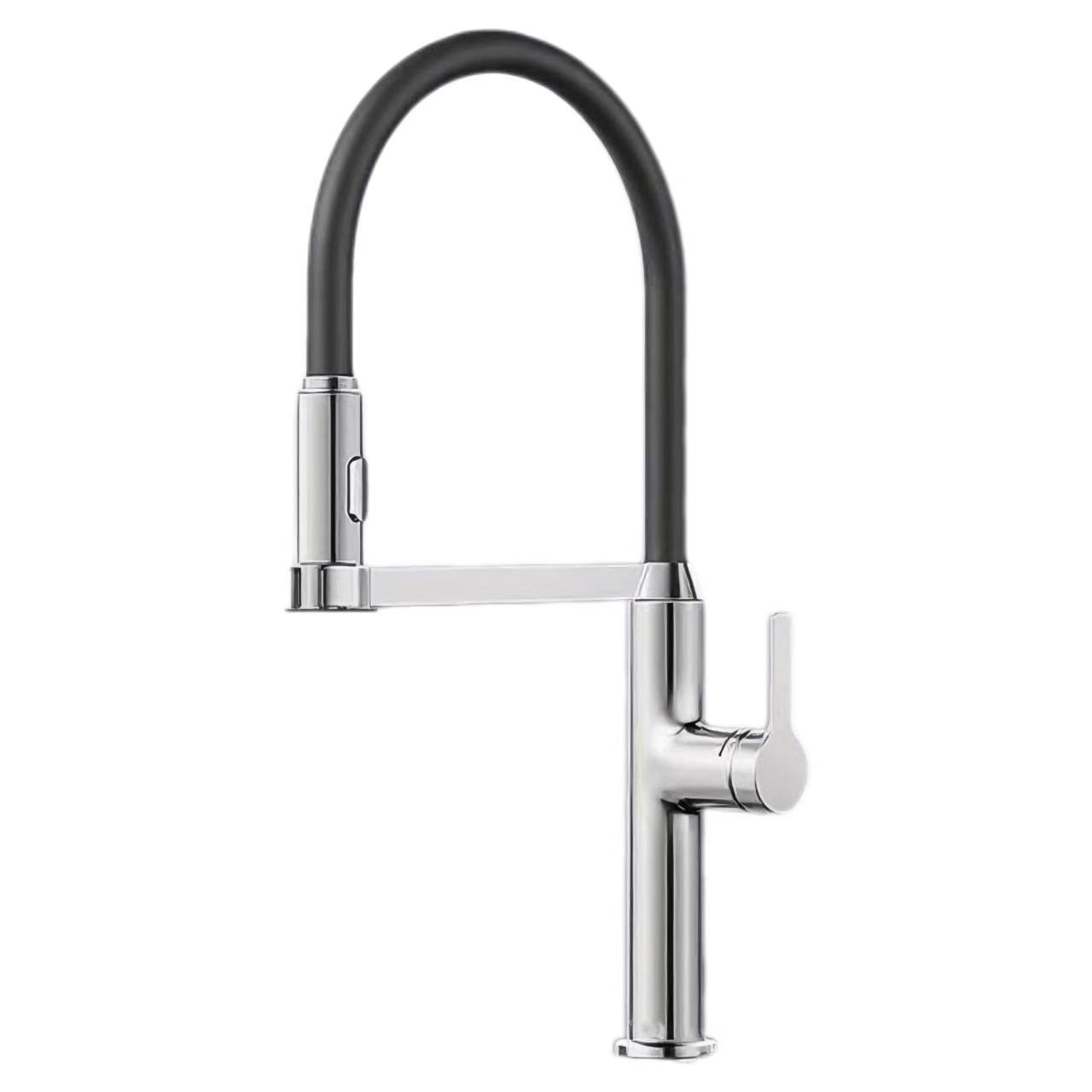 Silicone Curved Tube Single-Handle Hot En Kâld Water Sink Kraan